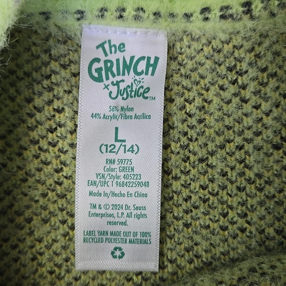 Justice Grinch Sweater, Girls Size Large - Picture 2 of 10